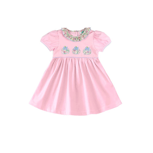 Baby Girls Pink Flowers Pumpkins Knee Length Dresses Preorder