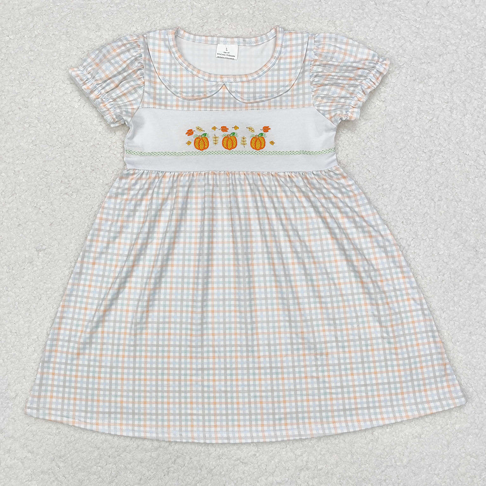 Baby Girls Fall Pumpkin Leaves Knee Length Dresses