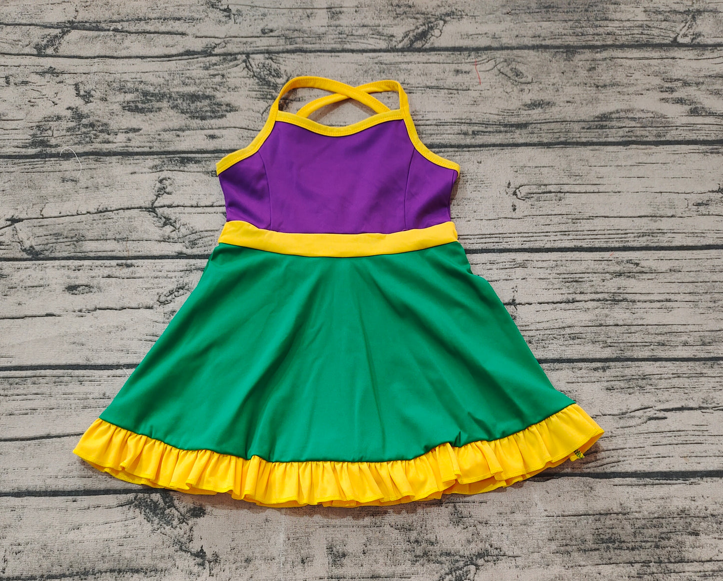 Baby Girls Purple Mardi Gras Athletic Active Wear Knee Length Dresses