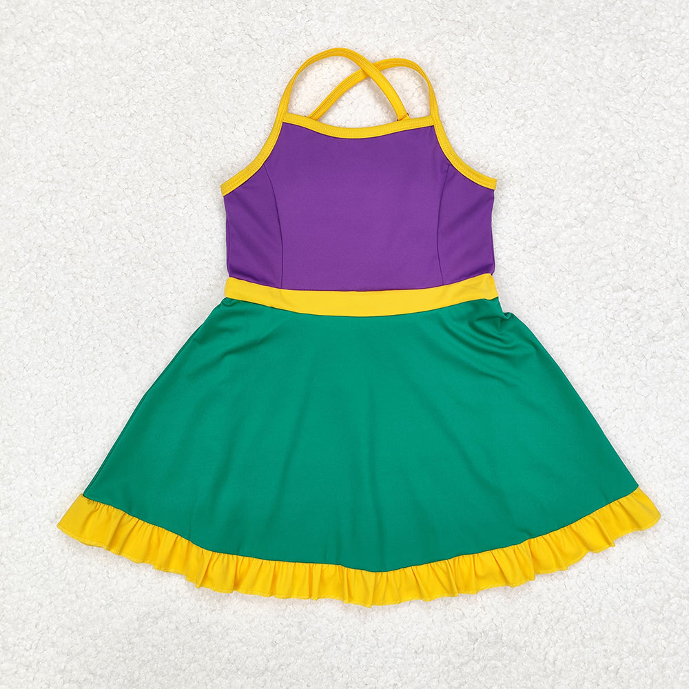 Sibling Baby Girls Mardi Gras Active Wear Dresses Yoga Sets