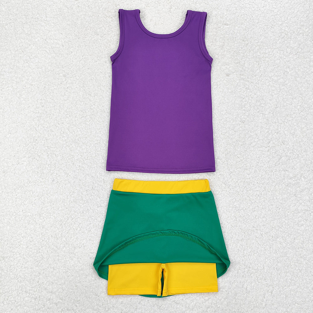 Baby Girls Mardi Gras Athletic Active Wear Top Shorts Skirts Clothes Sets