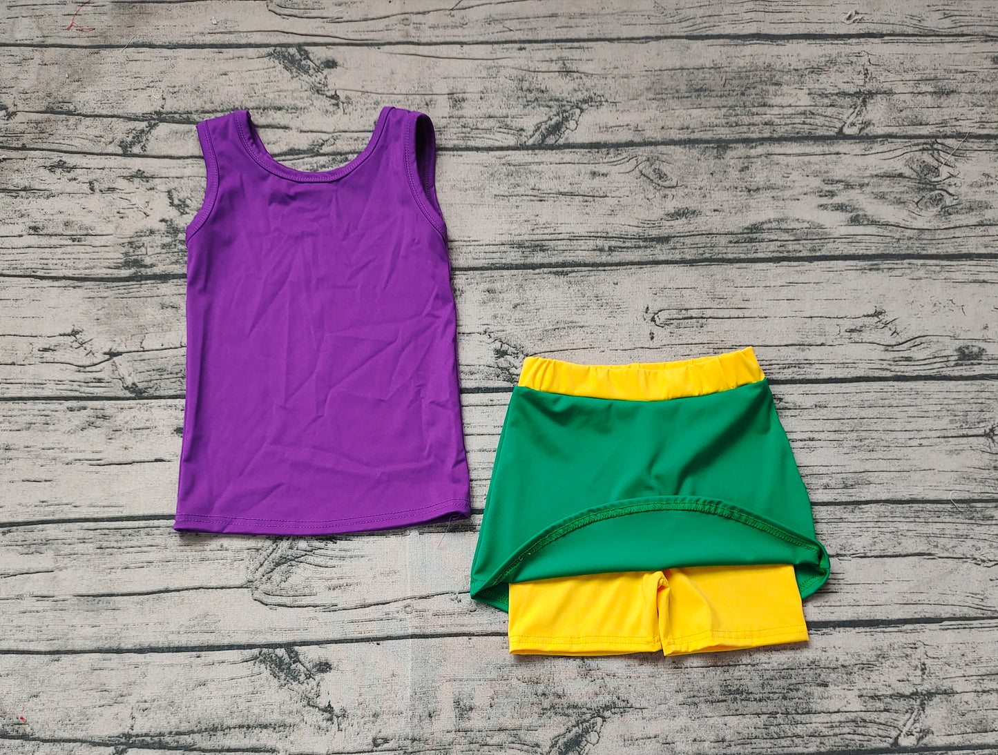 Baby Girls Mardi Gras Athletic Active Wear Top Shorts Skirts Clothes Sets Preorder