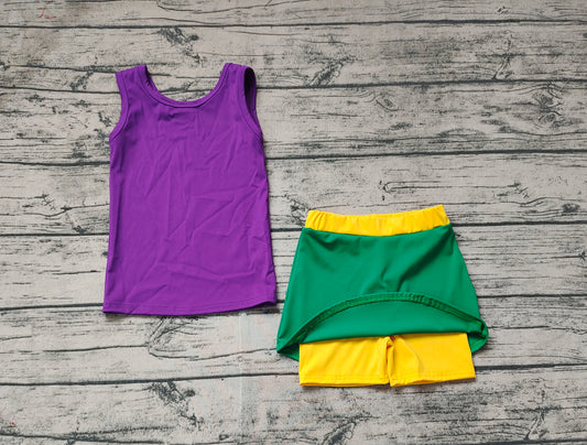 Baby Girls Mardi Gras Athletic Active Wear Top Shorts Skirts Clothes Sets Preorder