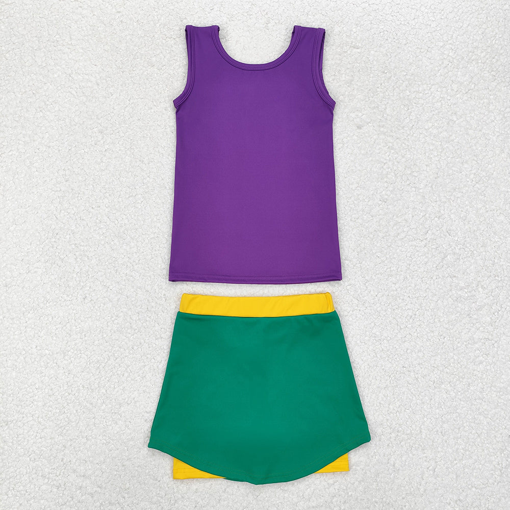 Baby Girls Mardi Gras Athletic Active Wear Top Shorts Skirts Clothes Sets