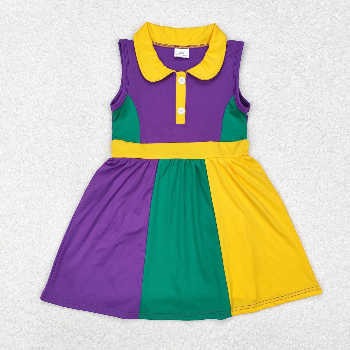 Sibling Baby Girls Sleeveless Colorful Back Zip Short Yoga Active Knee Length Dress