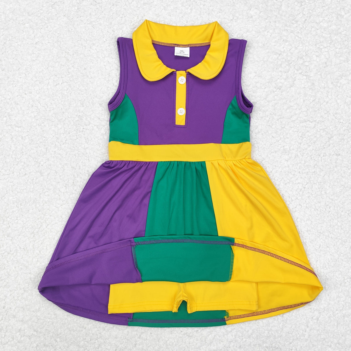 Sibling Baby Girls Sleeveless Colorful Back Zip Short Yoga Active Knee Length Dress