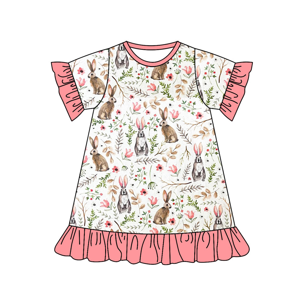 Baby Girls Easter Rabbits Pink Knee Length Dresses Preorder