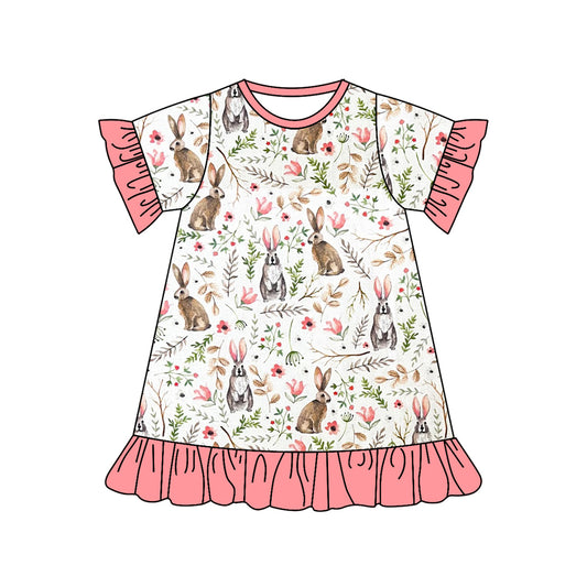 Baby Girls Easter Rabbits Pink Knee Length Dresses Preorder