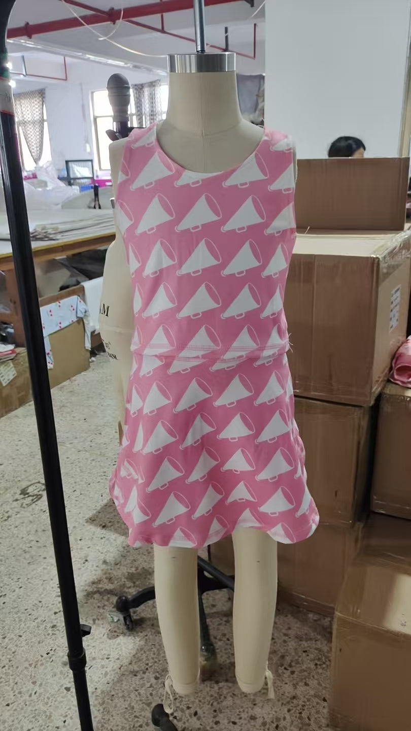 Baby Girls Cheer Athletic Active Wear Top Shorts Skirts Clothes Sets