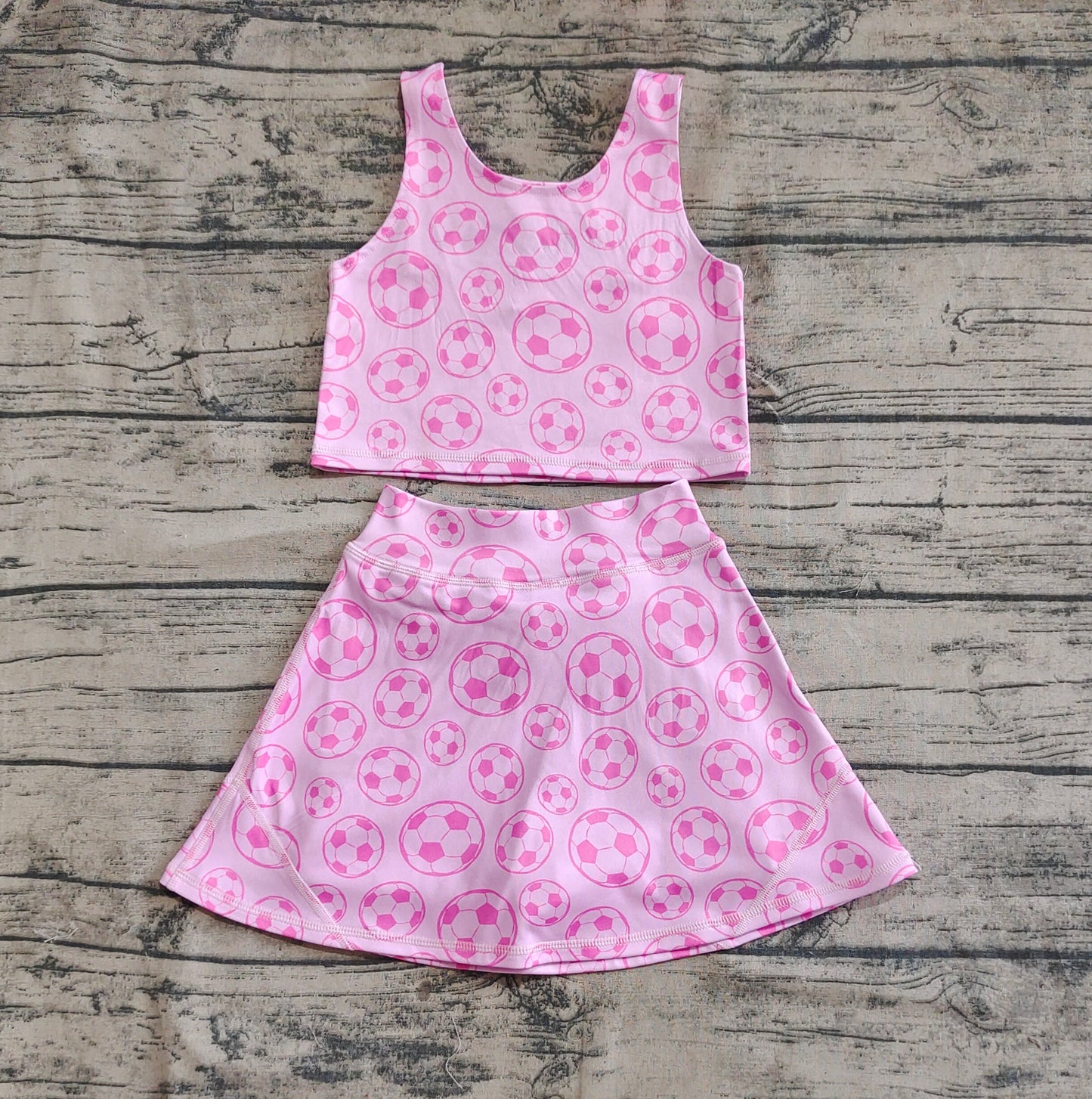 Baby Girls Football Athletic Active Wear Top Shorts Skirts Clothes Sets