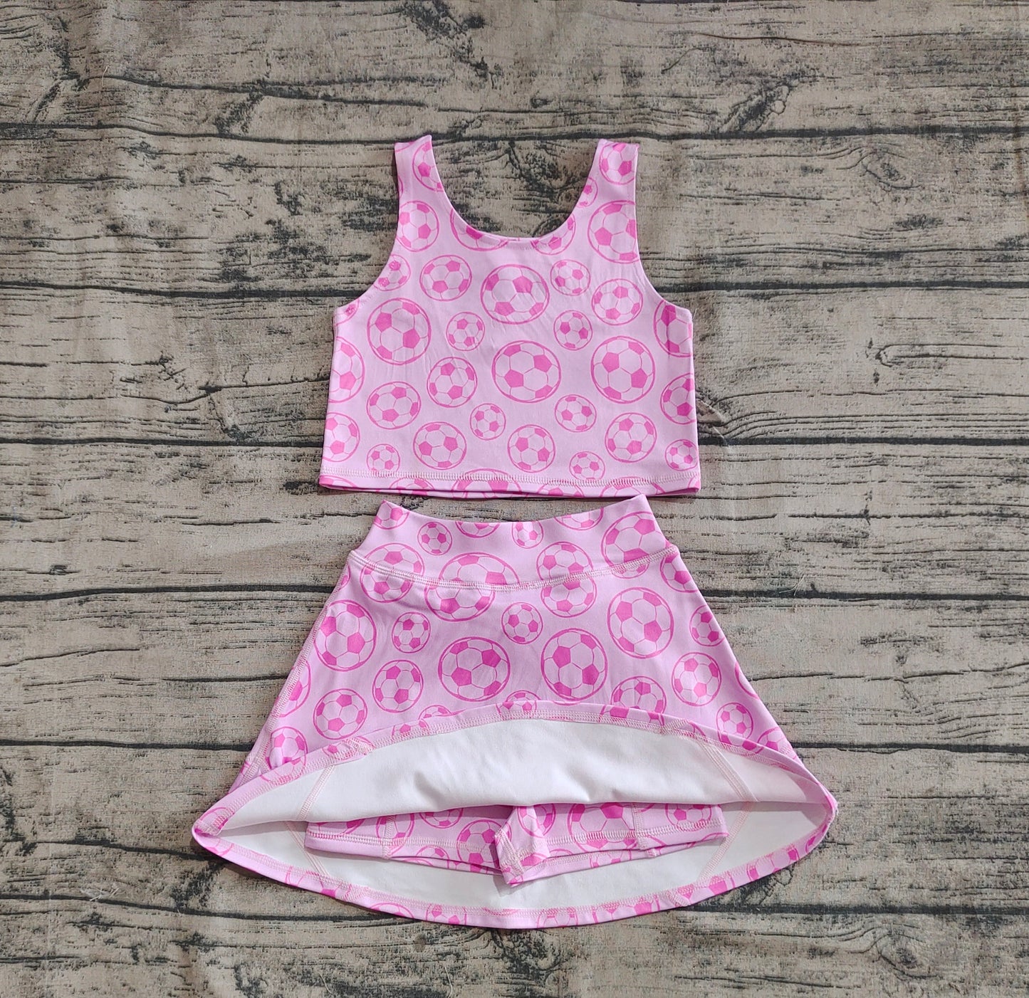 Baby Girls Football Athletic Active Wear Top Shorts Skirts Clothes Sets