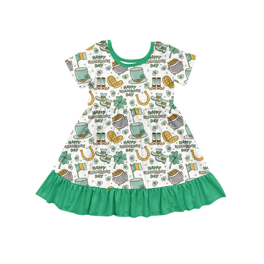 Baby Girls St Patrick Happy Shamrock Day Knee Length Dresses Preorder