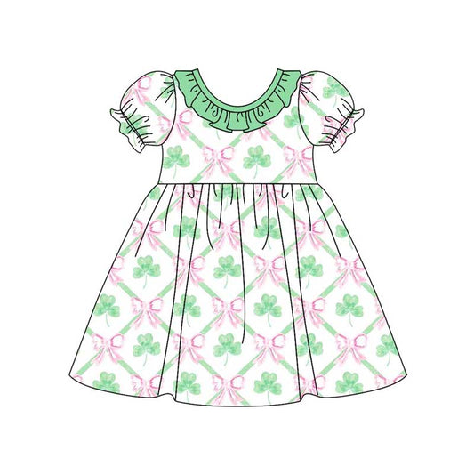 Baby Girls St Patrick Quatrefoil Bows Knee Length Dresses Preorder