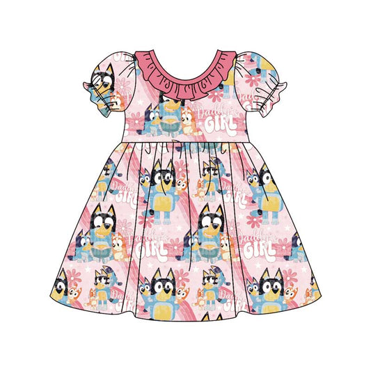 Baby Girls Daddy's Girl Dogs Pink Knee Length Dresses Preorder