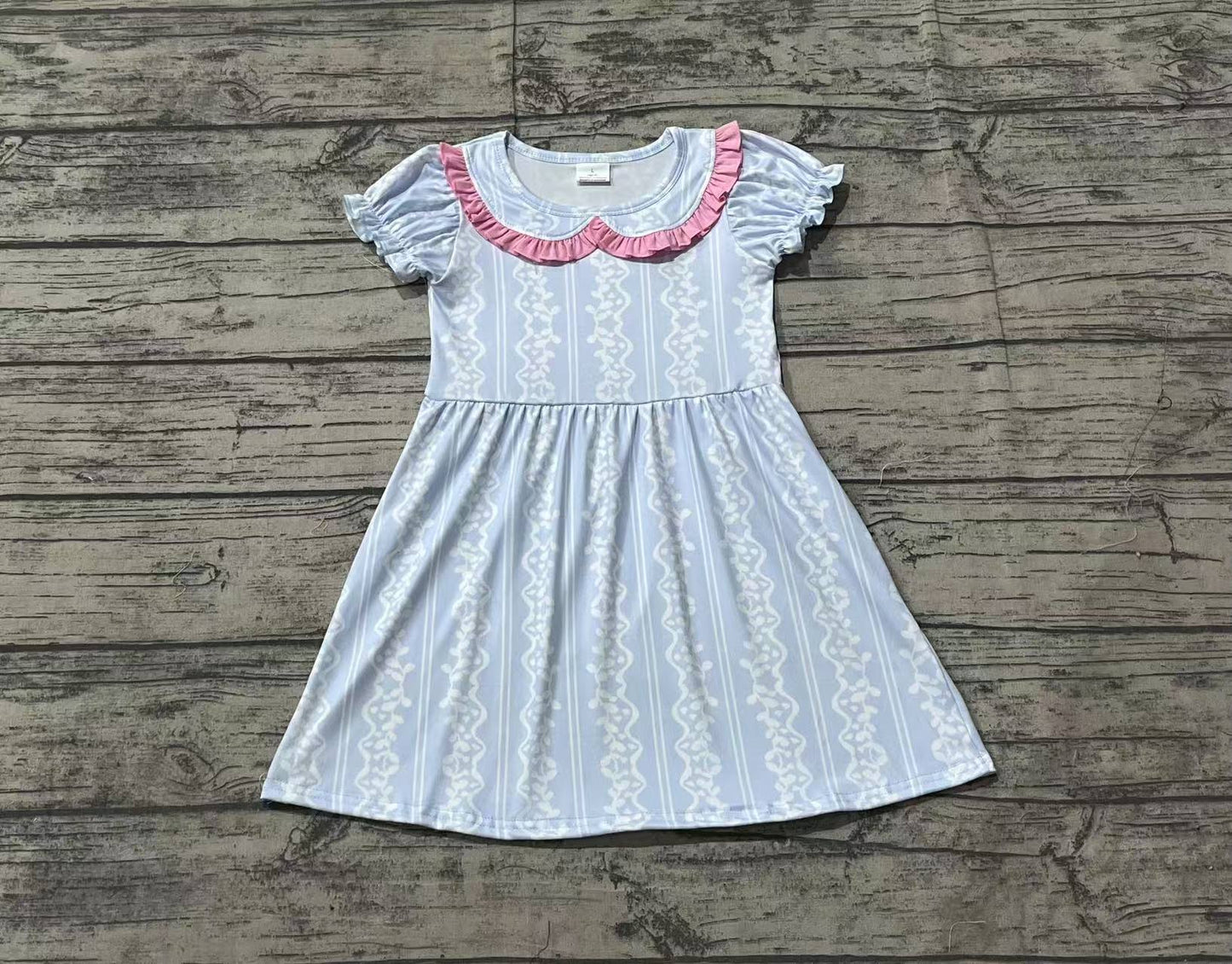 Baby Girls Blue White Ruffle Knee Length Dresses