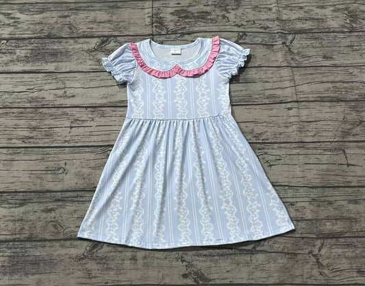 Baby Girls Blue White Ruffle Knee Length Dresses