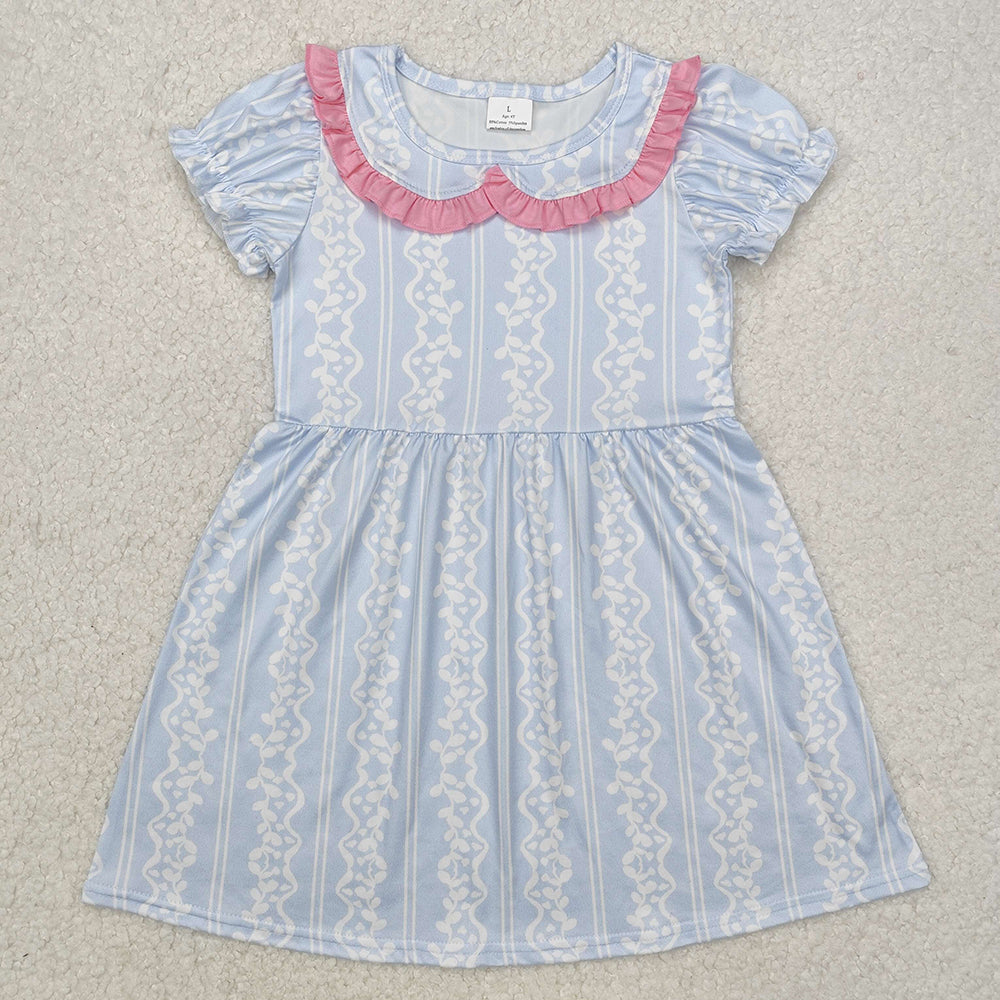 Baby Girls Blue White Ruffle Knee Length Dresses