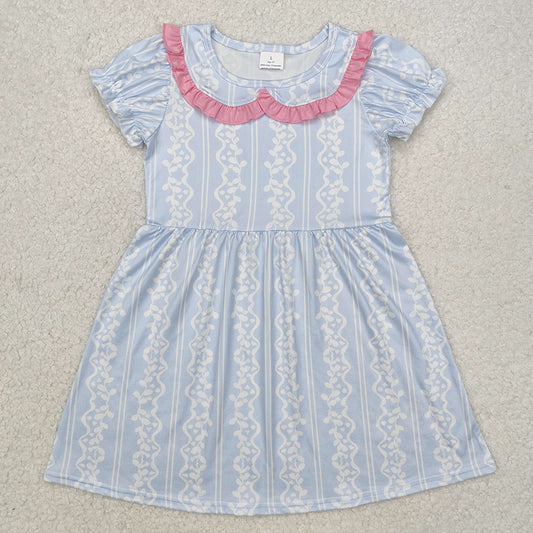 Baby Girls Blue White Ruffle Knee Length Dresses