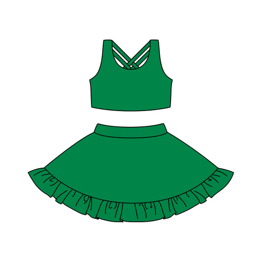 Baby Girls Green Athletic Active Wear Top Shorts Skirts Clothes Sets Preorder