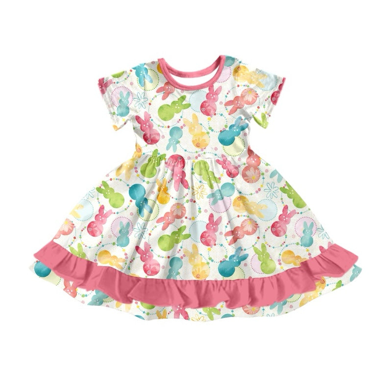 Baby Girls Easter Bunny Ruffle Knee Length Dresses Preorder