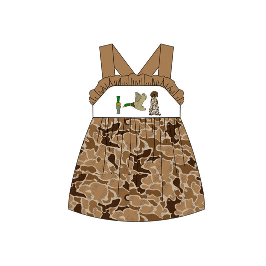 Baby Girls Duck Call Dog Camo Knee Length Dresses Preorder