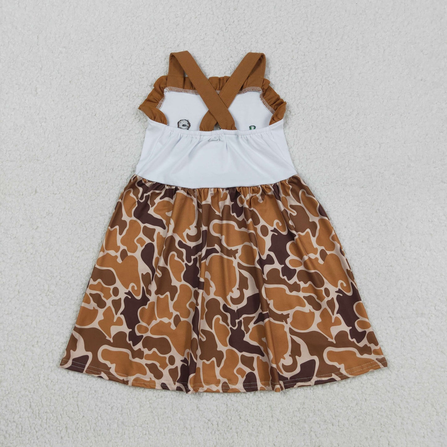 Embroidery Duck Dogs Baby Girls Strap Camo Hunting Knee Length Dress