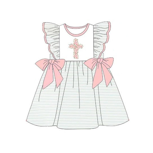 Baby Girls Easter Cross Bows Knee Length Dresses Preorder