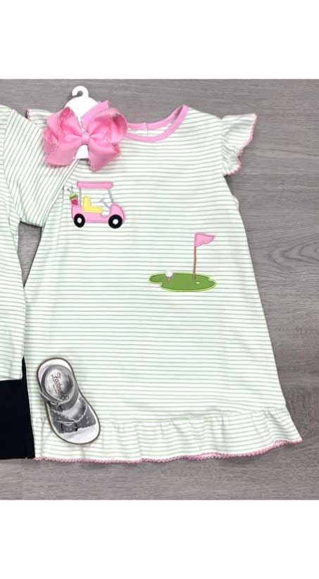 Baby Girls Summer Golf Flutter Sleeve Knee Length Dresses Preorder