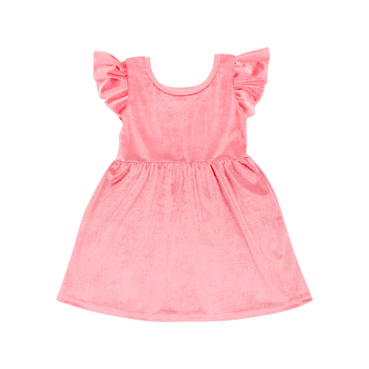 Baby Girls Pink Velvet Knee Length Dresses preorder