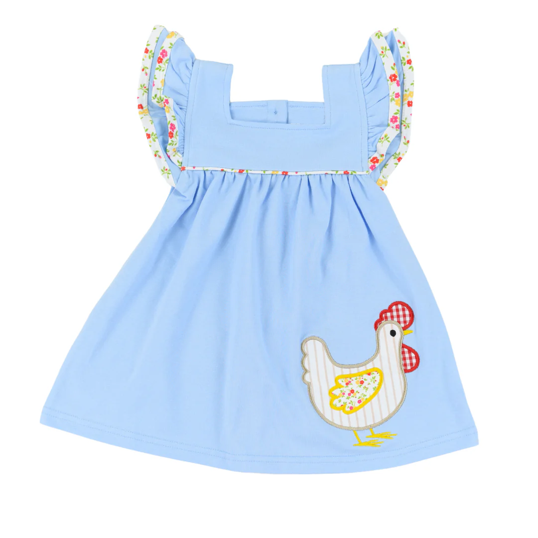 Baby Girls Chicken Flutter Sleeve Knee Length Dresses Preorder