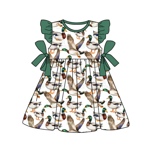 Baby Girls Mallard Ducks Hunting Bow Knee Length Dresses Preorder