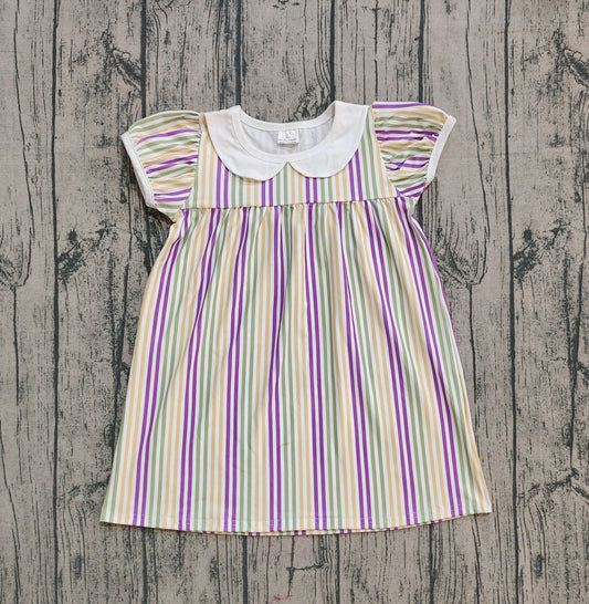 Baby Girls Mardigras Stripes Collar Knee Length Dresses