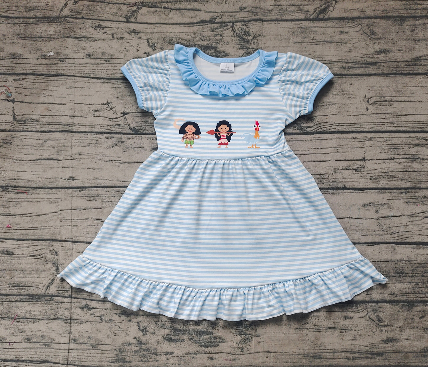 Baby Girls Blue Stripes Princess Knee Length Dresses