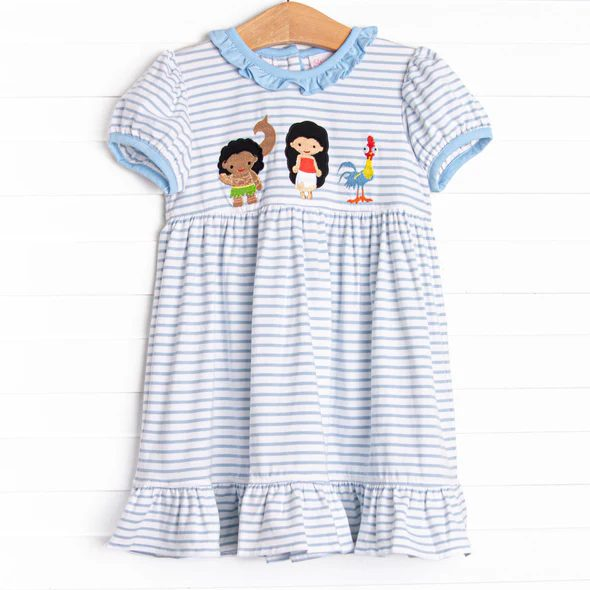 Baby Girls Blue Stripes Princess Knee Length Dresses Preorder