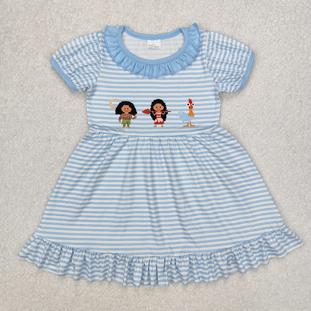 Baby Girls Blue Stripes Princess Knee Length Dresses