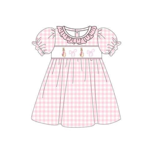 Baby Girls Pink Easter Rabbit Bows Knee Length Dresses Preorder