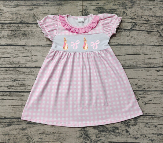 Baby Girls Pink Easter Rabbit Bows Knee Length Dresses Preorder