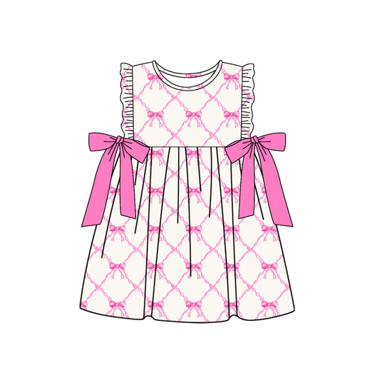 Baby Girls Pink Bows Knee Length Dresses Preorder