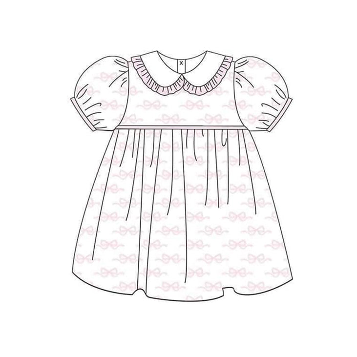 Baby Girls Pink Collar Bows Knee Length Dresses Preorder