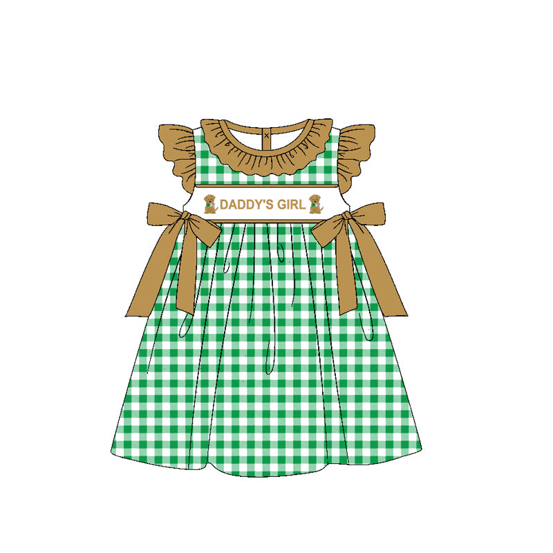 Baby Girls Daddy's Girl Dogs Bows Knee Length Dresses Preorder