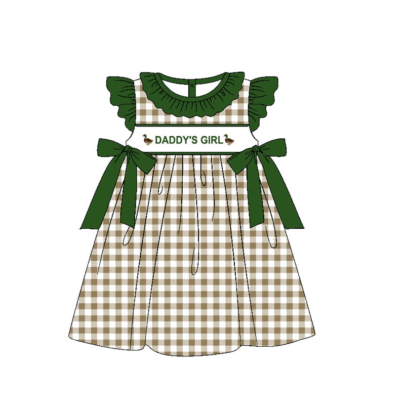 Baby Girls Daddy's Girl Ducks Bows Knee Length Dresses Preorder