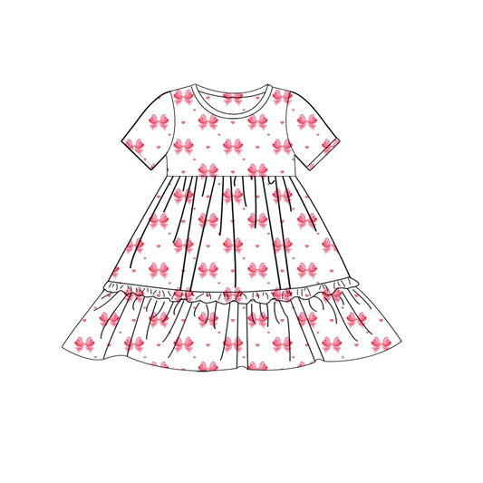 Baby Girls Red Bows Knee Length Dresses Preorder