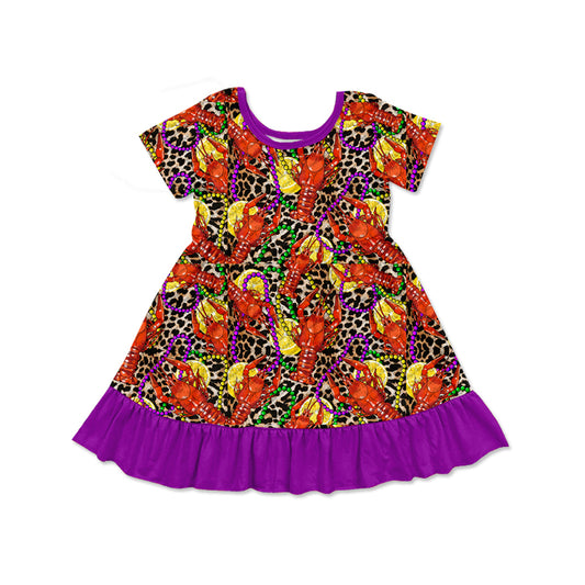 Baby Girls Mardi Gras Crawfish Knee Length Dresses Preorder