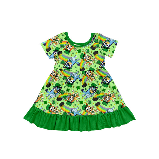 Baby Girls St Patrick Quatrefoil Dog Knee Length Dresses Preorder