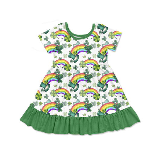 Baby Girls St Patrick Quatrefoil Rainbow Knee Length Dresses Preorder