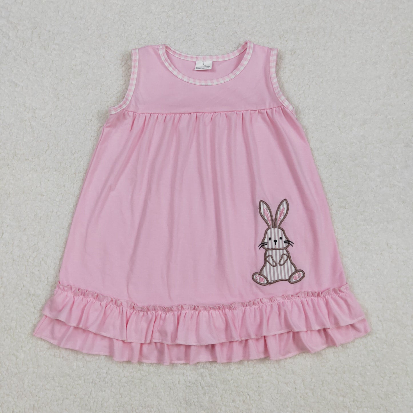 Sibling Baby Kids Embroidery Stripe Rabbits Easter Ruffle Knee Length Dress Shorts Romper
