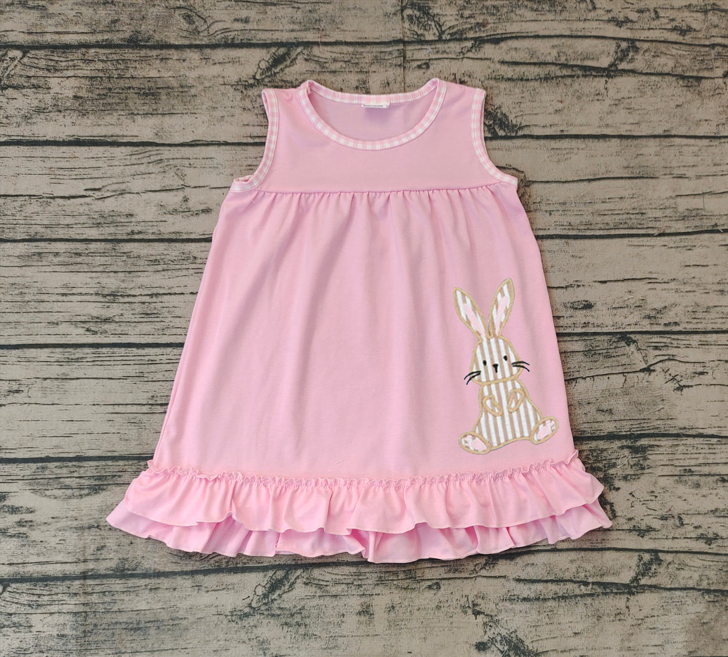 Baby Girls Easter Pink Rabbit Ruffle Knee Length Dresses Preorder