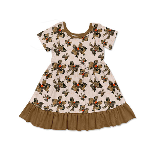 Baby Girls Bows Brown Camo Knee Length Dresses Preorder