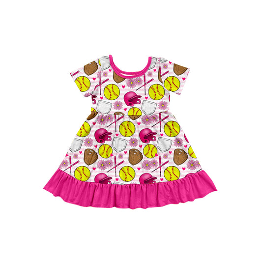 Baby Girls Softball Ruffle Knee Length Dresses Preorder