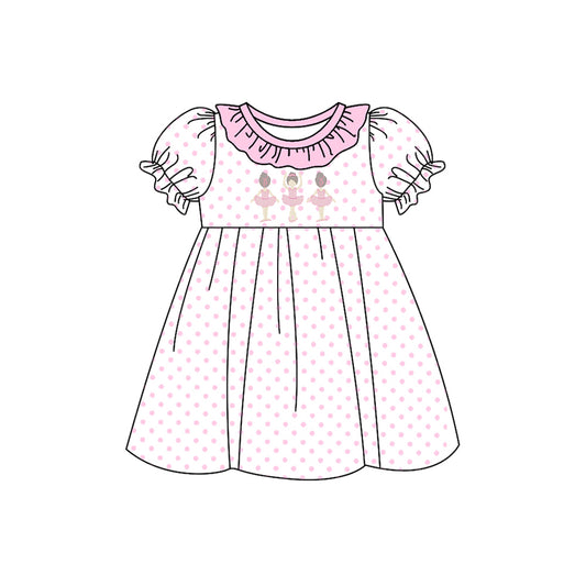 Baby Girls Pink Dots Dance Knee Length Dresses Preorder